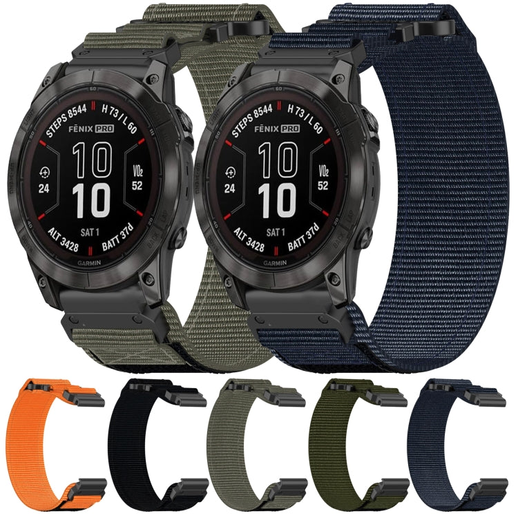 For Garmin Fenix 7X 26mm Nylon Hook And Loop Fastener Watch Band(Orange) - Watch Bands by PMC TechLife | Online Shopping South Africa | PMC TechLife
