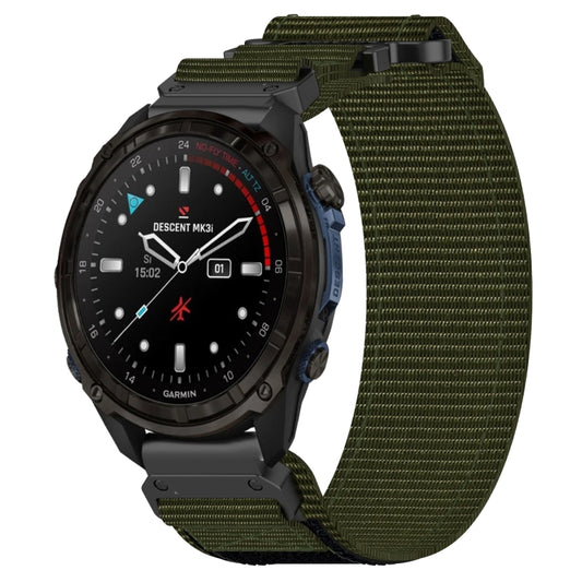 For Garmin Descent Mk3i 43mm 20mm Nylon Hook And Loop Fastener Watch Band(Army Green) - Watch Bands by PMC Jewellery | Online Shopping South Africa | PMC Jewellery