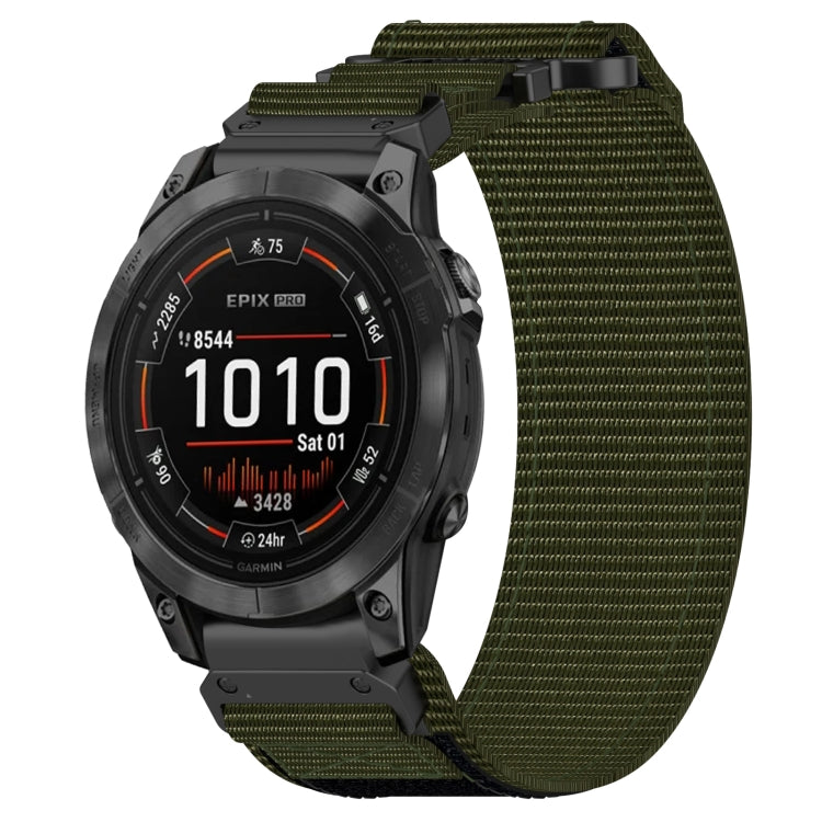 For Garmin Epix Pro 42mm 20mm Nylon Hook And Loop Fastener Watch Band(Army Green) - Watch Bands by PMC Jewellery | Online Shopping South Africa | PMC Jewellery