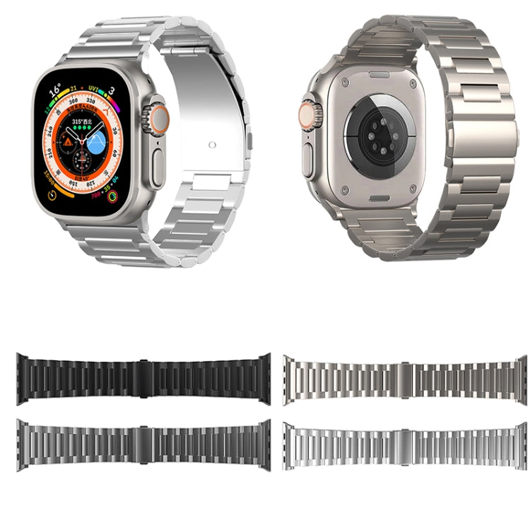 For Apple Watch Series 7 45mm I-Shaped Titanium Watch Band(Black) - Watch Bands by PMC Jewellery | Online Shopping South Africa | PMC Jewellery