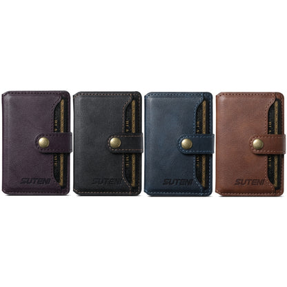 Suteni S2 Phone Magnetic Card Case Card Sleeve MagSafe Magnetic Coil PU Leather(Brown) - Others Accessories by Suteni | Online Shopping South Africa | PMC Jewellery | Buy Now Pay Later Mobicred