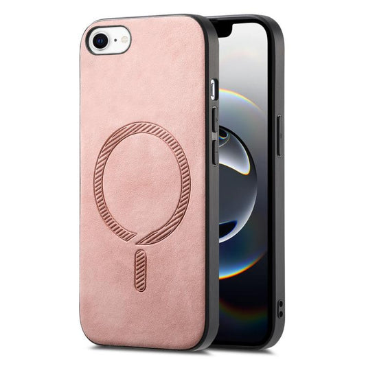 For iPhone 16e Solid Color Retro Magsafe PU Back Cover Phone Case(Pink) - iPhone 16e Cases by PMC Jewellery | Online Shopping South Africa | PMC Jewellery | Buy Now Pay Later Mobicred