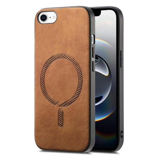 For iPhone 16e Solid Color Retro Magsafe PU Back Cover Phone Case(Brown) - iPhone 16e Cases by PMC Jewellery | Online Shopping South Africa | PMC Jewellery | Buy Now Pay Later Mobicred