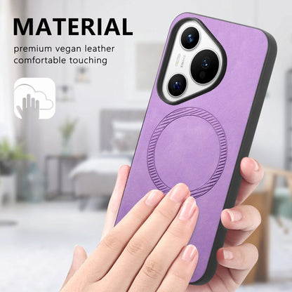 For Huawei  Pura 70 Solid Color Retro Magsafe PU Back Cover Phone Case(Purple) - Huawei Cases by PMC Jewellery | Online Shopping South Africa | PMC Jewellery | Buy Now Pay Later Mobicred