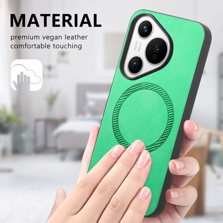 For Huawei Pura 70 Pro+ Solid Color Retro Magsafe PU Back Cover Phone Case(Green) - Huawei Cases by PMC Jewellery | Online Shopping South Africa | PMC Jewellery | Buy Now Pay Later Mobicred