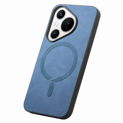 For Huawei Pura 70 Pro+ Solid Color Retro Magsafe PU Back Cover Phone Case(Blue) - Huawei Cases by PMC Jewellery | Online Shopping South Africa | PMC Jewellery | Buy Now Pay Later Mobicred