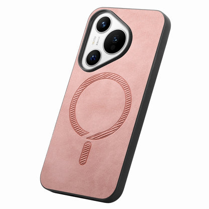 For Huawei Pura 70 Ultra Solid Color Retro Magsafe PU Back Cover Phone Case(Pink) - Huawei Cases by PMC Jewellery | Online Shopping South Africa | PMC Jewellery | Buy Now Pay Later Mobicred