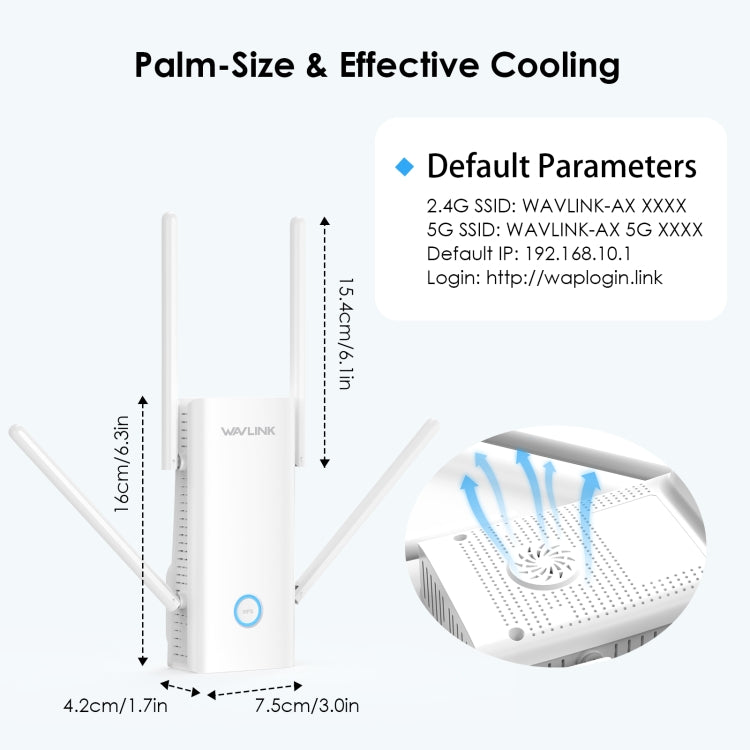 Wavlink WN583AX3 AX3000 Dual Band WiFi Repeater/AP/Router/Mesh Mode WiFi Extender, Plug:US Plug - Wireless Routers by WAVLINK | Online Shopping South Africa | PMC Jewellery | Buy Now Pay Later Mobicred