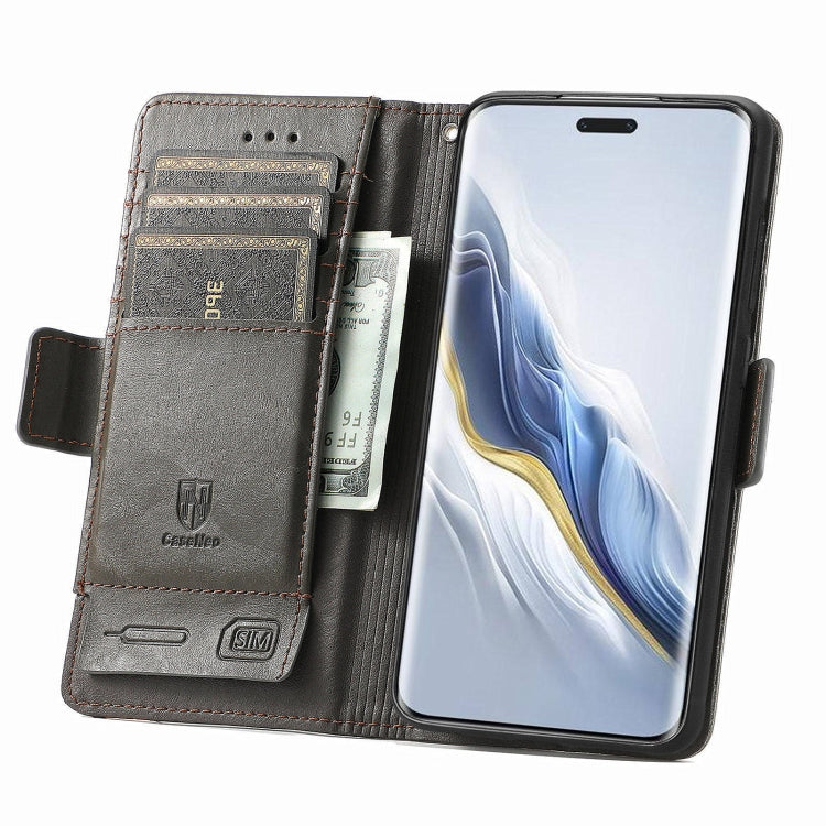 For Honor Magic6 Pro CaseNeo Splicing Dual Magnetic Buckle Leather Phone Case(Gray) - Honor Cases by PMC Jewellery | Online Shopping South Africa | PMC Jewellery | Buy Now Pay Later Mobicred