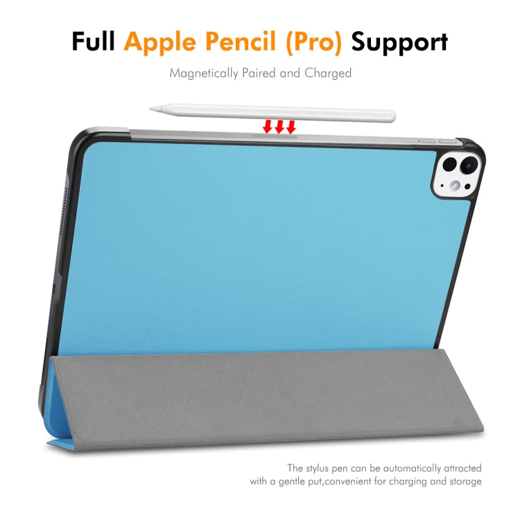 For iPad Pro 11 2024 ENKAY Tri-fold Custer Texture Platic Leather Smart Tablet Case(Dark Blue) - iPad Pro 11 2024 Cases by ENKAY | Online Shopping South Africa | PMC TechLife | Buy Now Pay Later Mobicred