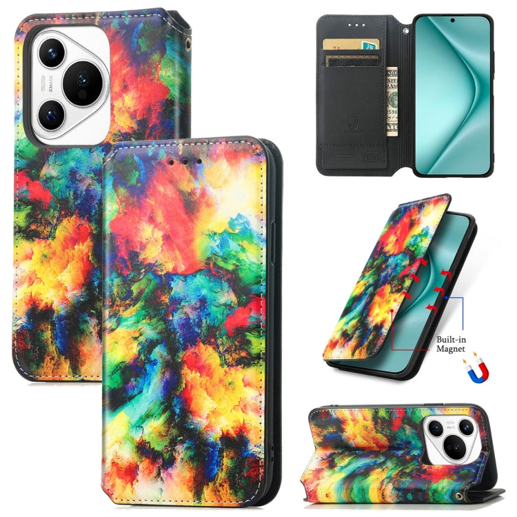 For Huawei Pura 70 CaseNeo Colorful Magnetic Leather Phone Case(Colorful Cloud) - Huawei Cases by PMC Jewellery | Online Shopping South Africa | PMC Jewellery | Buy Now Pay Later Mobicred