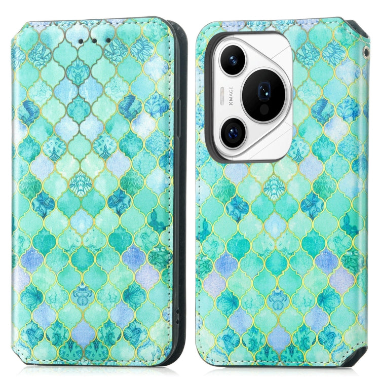 For Huawei Pura 70 Pro CaseNeo Colorful Magnetic Leather Phone Case(Emerald) - Huawei Cases by PMC Jewellery | Online Shopping South Africa | PMC Jewellery | Buy Now Pay Later Mobicred