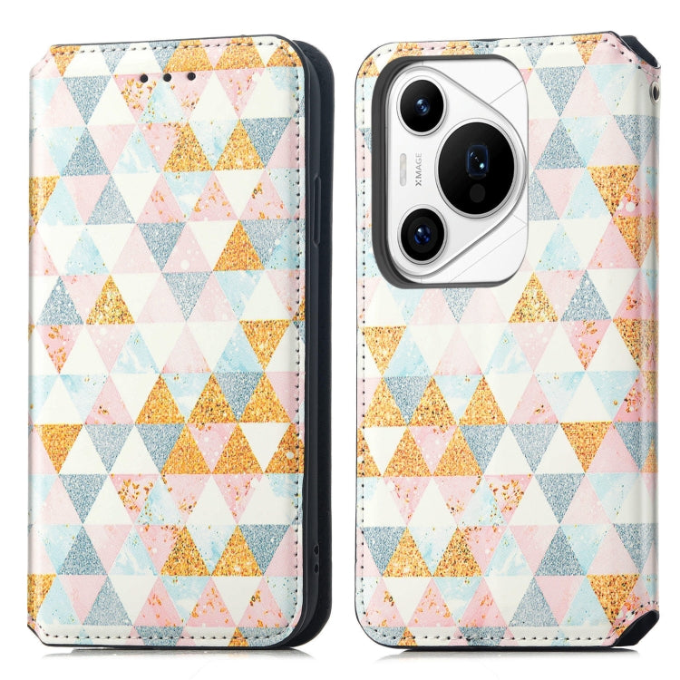 For Huawei Pura 70 Pro+ CaseNeo Colorful Magnetic Leather Phone Case(Rhombus) - Huawei Cases by PMC Jewellery | Online Shopping South Africa | PMC Jewellery | Buy Now Pay Later Mobicred