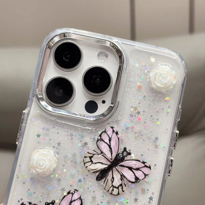 For iPhone 16 Glitter 3D Butterfly TPU Phone Case(Gold) - iPhone 16 Cases by PMC Jewellery | Online Shopping South Africa | PMC Jewellery | Buy Now Pay Later Mobicred