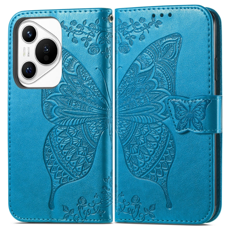 For Huawei Pura 70 Butterfly Love Flower Embossed Leather Phone Case(Blue) - Huawei Cases by PMC Jewellery | Online Shopping South Africa | PMC Jewellery | Buy Now Pay Later Mobicred