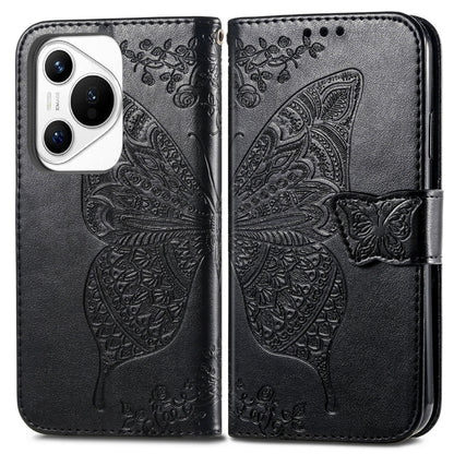 For Huawei Pura 70 Butterfly Love Flower Embossed Leather Phone Case(Black) - Huawei Cases by PMC Jewellery | Online Shopping South Africa | PMC Jewellery | Buy Now Pay Later Mobicred