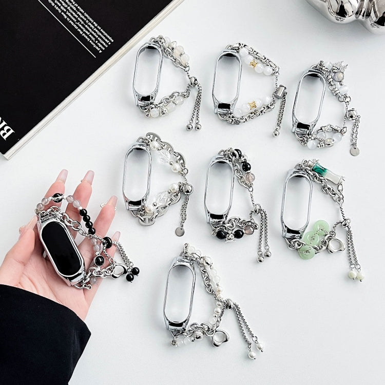 For Xiaomi Mi Band 8 Crystal Beaded Onyx Watch Band(Silver+Crystal Bead) - free shipping - PMC TechLife - Order now!