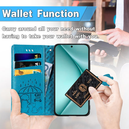 For Huawei Pura 70 Pro+ Cat and Dog Embossed Leather Phone Case(Blue) - Huawei Cases by PMC Jewellery | Online Shopping South Africa | PMC Jewellery | Buy Now Pay Later Mobicred