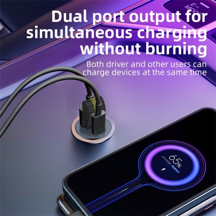 A1 QC 3.0+PD 30W Dual Car Charger Hidden Car Cigarette Lighter Phone Fast Charging Adapter - Car Charger by PMC Jewellery | Online Shopping South Africa | PMC Jewellery | Buy Now Pay Later Mobicred