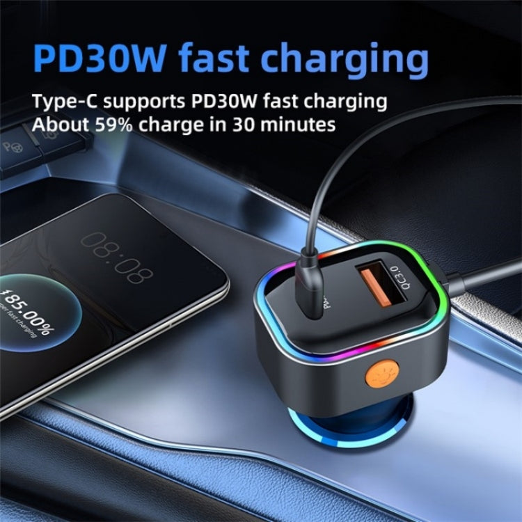 K5 3 USB Fast Charging Car Charger 66W Extension Cord Design 5 Ports Charging Adapter - Car Charger by PMC Jewellery | Online Shopping South Africa | PMC Jewellery | Buy Now Pay Later Mobicred