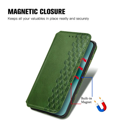 For Huawei Pura 70 Cubic Grid Pressed Magnetic Leather Phone Case(Green) - Huawei Cases by PMC Jewellery | Online Shopping South Africa | PMC Jewellery | Buy Now Pay Later Mobicred