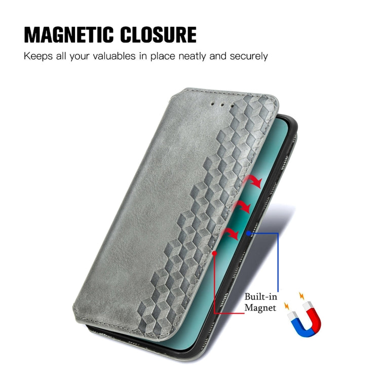 For Huawei Pura 70 Ultra Cubic Grid Pressed Magnetic Leather Phone Case(Gray) - Huawei Cases by PMC Jewellery | Online Shopping South Africa | PMC Jewellery | Buy Now Pay Later Mobicred