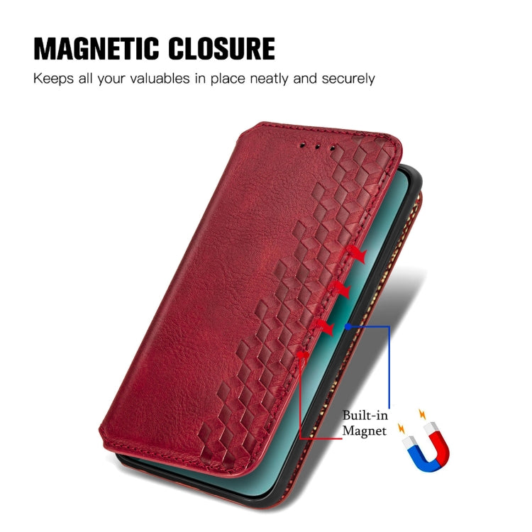 For Huawei Pura 70 Ultra Cubic Grid Pressed Magnetic Leather Phone Case(Red) - Huawei Cases by PMC Jewellery | Online Shopping South Africa | PMC Jewellery | Buy Now Pay Later Mobicred