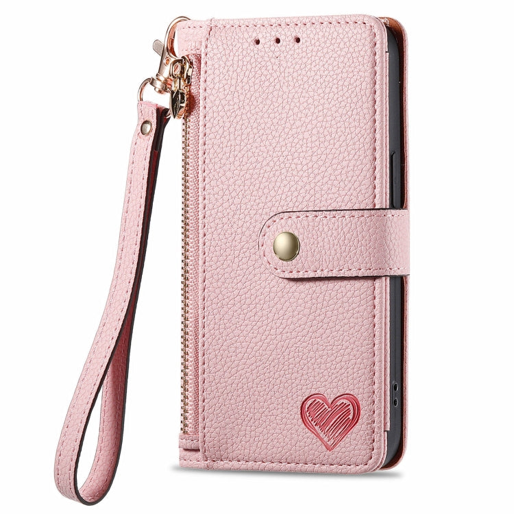 For Huawei Pura 70 Love Zipper Lanyard Leather Phone Case(Pink) - Huawei Cases by PMC Jewellery | Online Shopping South Africa | PMC Jewellery | Buy Now Pay Later Mobicred