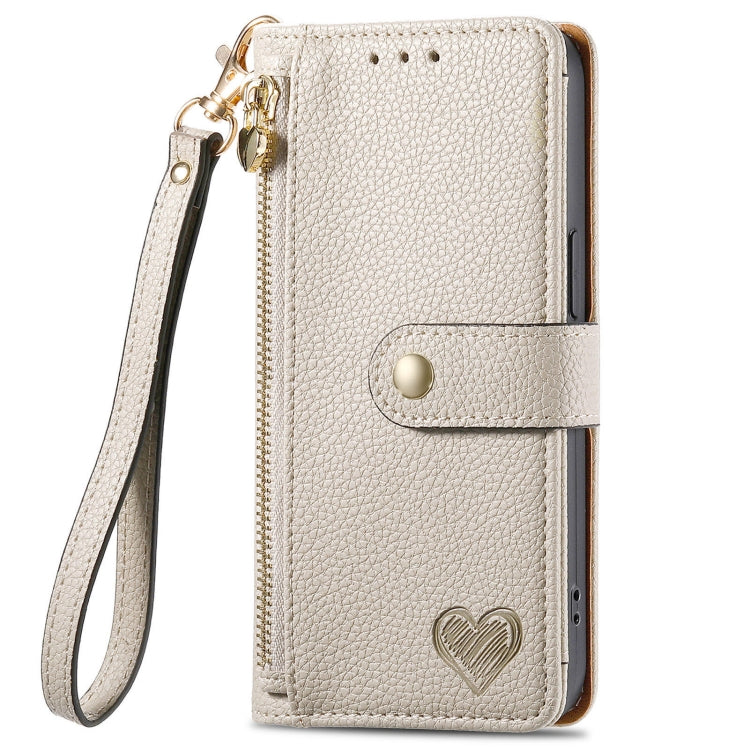 For Huawei Pura 70 Ultra Love Zipper Lanyard Leather Phone Case(Gray) - Huawei Cases by PMC Jewellery | Online Shopping South Africa | PMC Jewellery | Buy Now Pay Later Mobicred