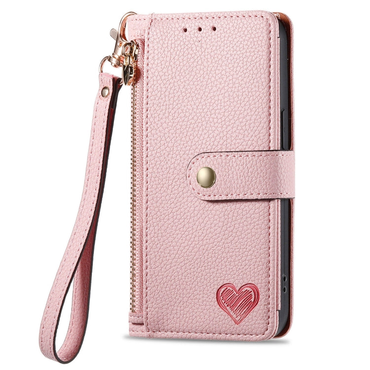 For Huawei Pura 70 Ultra Love Zipper Lanyard Leather Phone Case(Pink) - Huawei Cases by PMC Jewellery | Online Shopping South Africa | PMC Jewellery | Buy Now Pay Later Mobicred