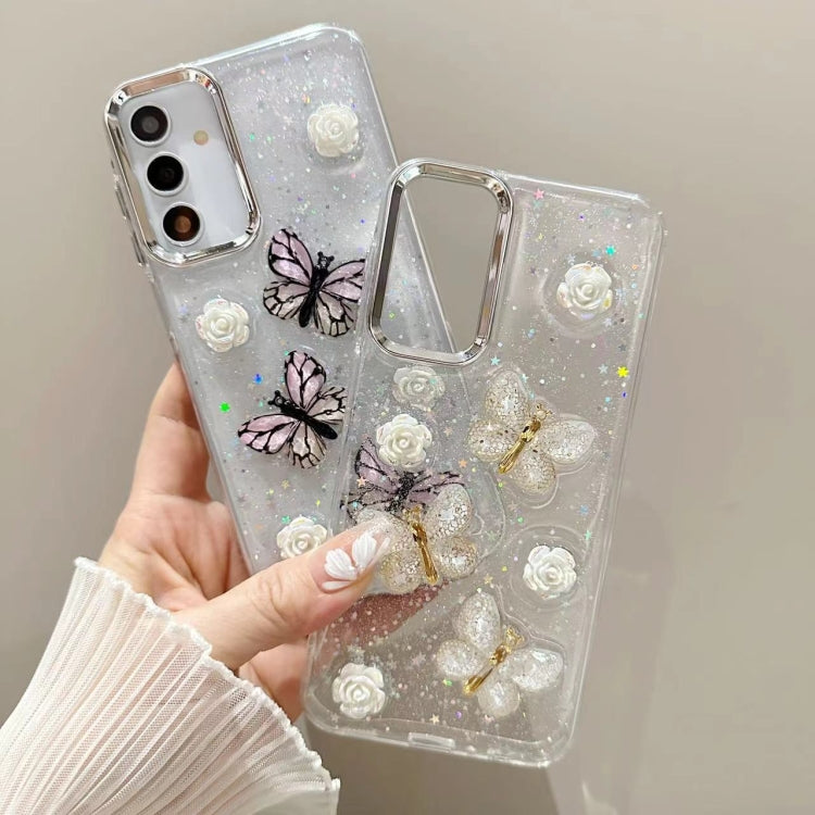 For Samsung Galaxy S25 Ultra 5G Three-dimensional Butterfly Glitter TPU  Phone Case(Pink) - Galaxy S25 Ultra 5G Cases by PMC Jewellery | Online Shopping South Africa | PMC Jewellery | Buy Now Pay Later Mobicred