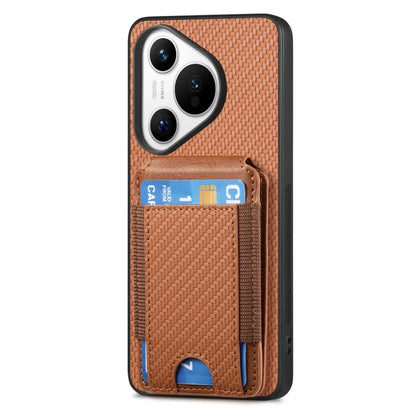 For Huawei Pura 70 Pro Carbon Fiber Vertical Flip Wallet Stand Phone Case(Brown) - Huawei Cases by PMC Jewellery | Online Shopping South Africa | PMC Jewellery | Buy Now Pay Later Mobicred