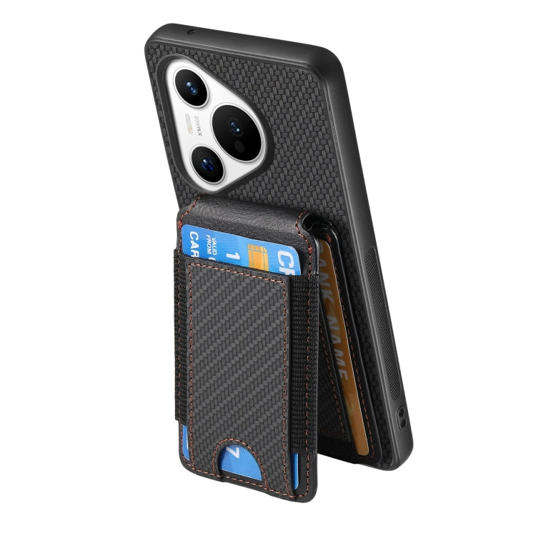 For Huawei Pura 70 Pro+ Carbon Fiber Vertical Flip Wallet Stand Phone Case(Black) - Huawei Cases by PMC Jewellery | Online Shopping South Africa | PMC Jewellery | Buy Now Pay Later Mobicred