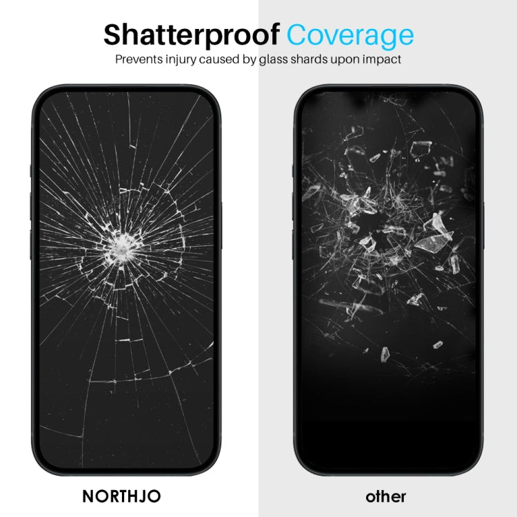 For iPhone 15 Pro Max NORTHJO 2pcs A++ Screen Protector Tempered Glass Film with Installation Frame - iPhone 15 Pro Max Tempered Glass by NORTHJO | Online Shopping South Africa | PMC Jewellery | Buy Now Pay Later Mobicred