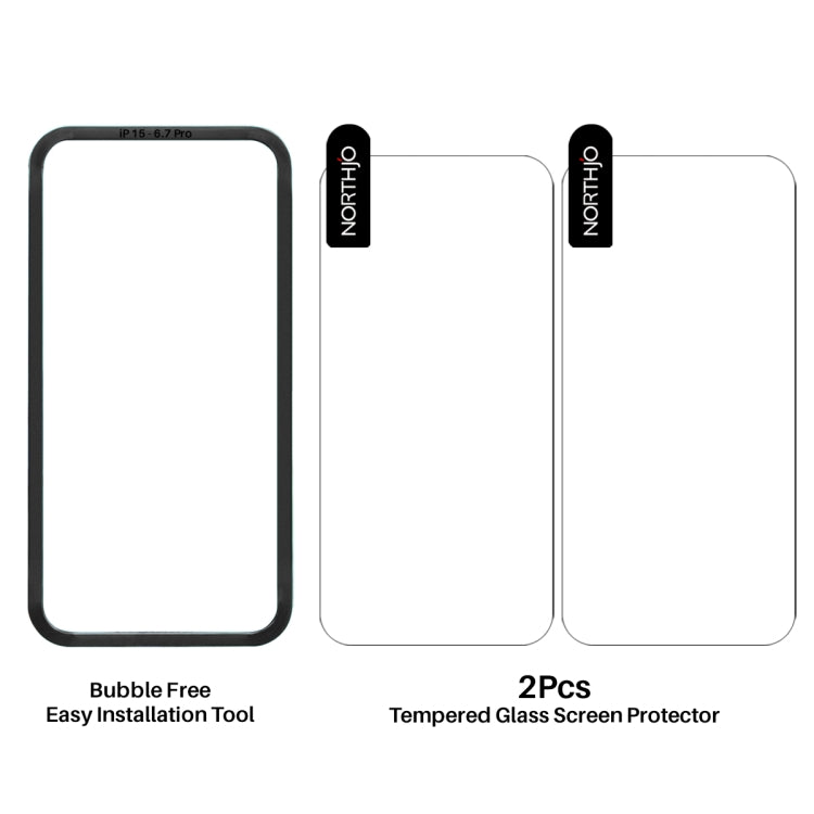 For iPhone 16 Plus NORTHJO 2pcs A++ Screen Protector Tempered Glass Film with Installation Frame - iPhone 16 Plus Tempered Glass by NORTHJO | Online Shopping South Africa | PMC TechLife | Buy Now Pay Later Mobicred