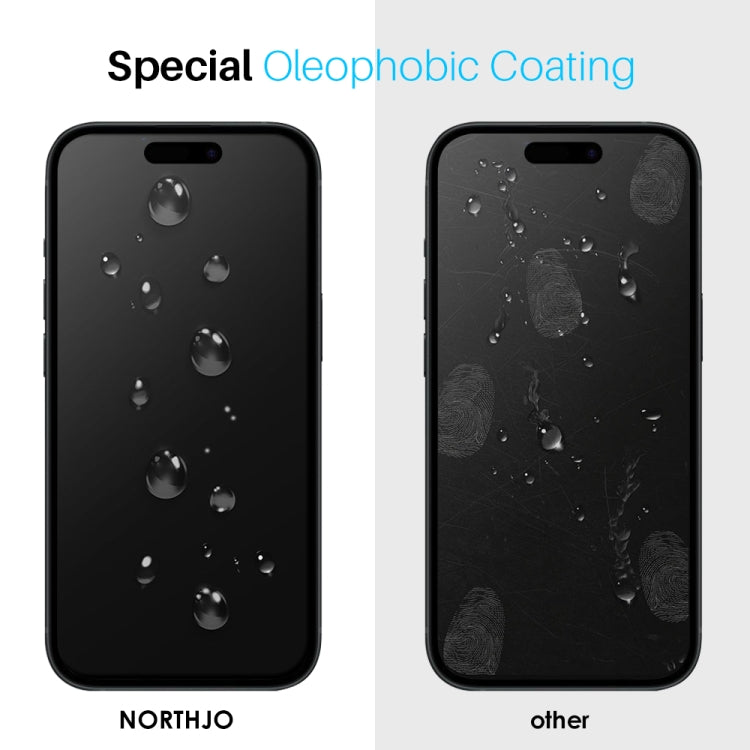 For iPhone 16 Pro NORTHJO 2pcs A++ Screen Protector Tempered Glass Film with Installation Frame - iPhone 16 Pro Tempered Glass by NORTHJO | Online Shopping South Africa | PMC Jewellery | Buy Now Pay Later Mobicred