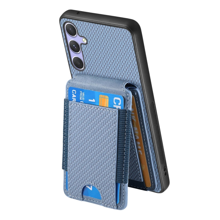 For Samsung Galaxy S25 5G Carbon Fiber Vertical Flip Wallet Stand Phone Case(Blue) - Galaxy S25 5G Cases by PMC Jewellery | Online Shopping South Africa | PMC Jewellery | Buy Now Pay Later Mobicred