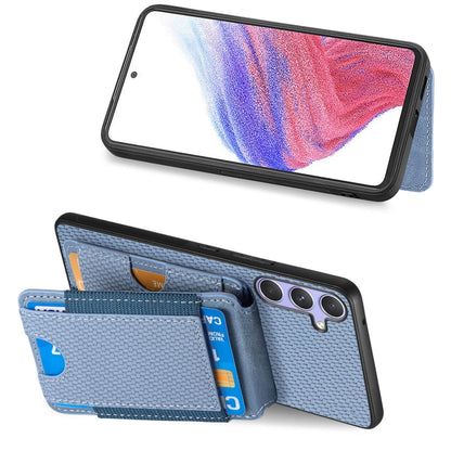 For Samsung Galaxy S25 5G Carbon Fiber Vertical Flip Wallet Stand Phone Case(Blue) - Galaxy S25 5G Cases by PMC Jewellery | Online Shopping South Africa | PMC Jewellery | Buy Now Pay Later Mobicred