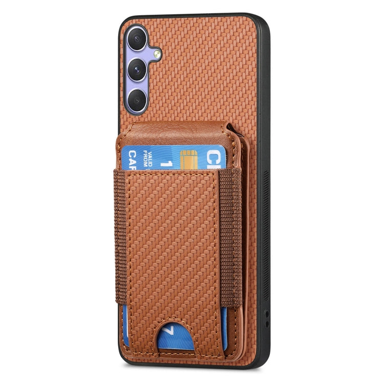 For Samsung Galaxy S25 Ultra 5G Carbon Fiber Vertical Flip Wallet Stand Phone Case(Brown) - Galaxy S25 Ultra 5G Cases by PMC Jewellery | Online Shopping South Africa | PMC Jewellery | Buy Now Pay Later Mobicred