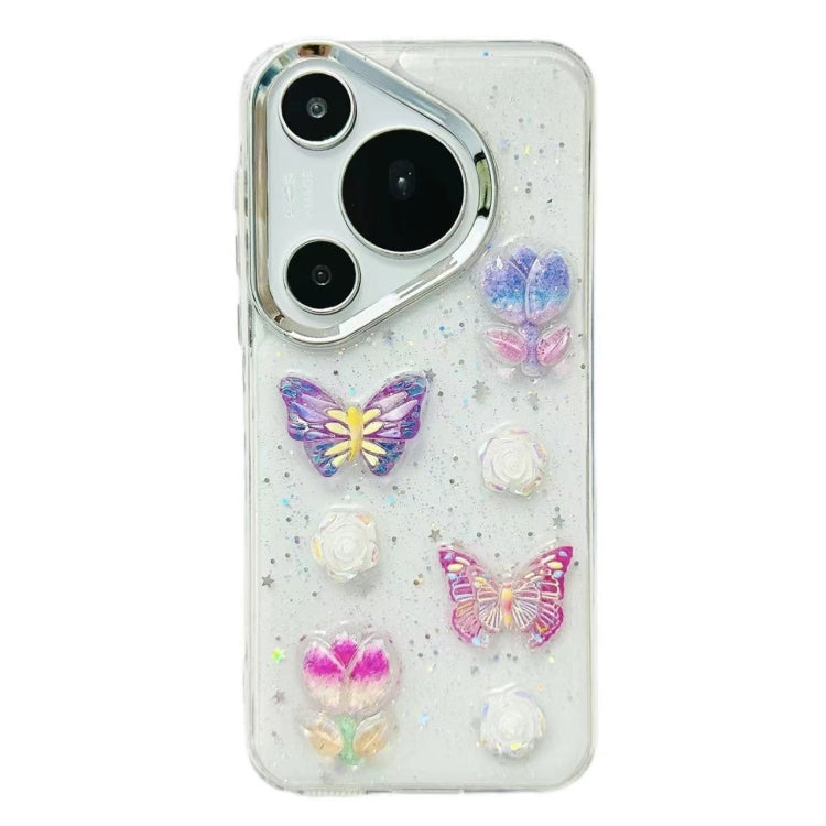 For Huawei Pura 70 3D Colorful Crystal Butterfly TPU Phone Case(Buterfly Flowers) - Huawei Cases by PMC Jewellery | Online Shopping South Africa | PMC Jewellery | Buy Now Pay Later Mobicred