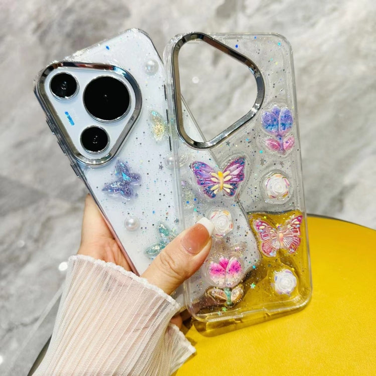 For Huawei Pura 70 Pro 3D Colorful Crystal Butterfly TPU Phone Case(Buterfly Flowers) - Huawei Cases by PMC Jewellery | Online Shopping South Africa | PMC Jewellery | Buy Now Pay Later Mobicred