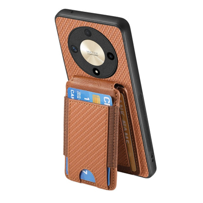 For Honor Magic6 Pro Carbon Fiber Vertical Flip Wallet Stand Phone Case(Brown) - Honor Cases by PMC Jewellery | Online Shopping South Africa | PMC Jewellery | Buy Now Pay Later Mobicred