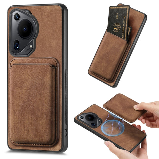 For Huawei Pura 70 Retro Leather Card Bag Magnetic Phone Case(Brown) - Huawei Cases by PMC Jewellery | Online Shopping South Africa | PMC Jewellery | Buy Now Pay Later Mobicred