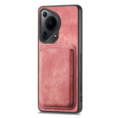 For Huawei Pura 70 Retro Leather Card Bag Magnetic Phone Case(Pink) - Huawei Cases by PMC Jewellery | Online Shopping South Africa | PMC Jewellery | Buy Now Pay Later Mobicred