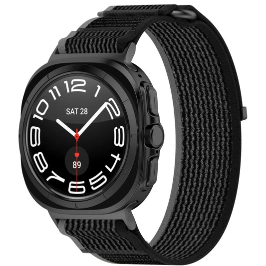 For Samsung Galaxy Watch Ultra 47mm Hook and Loop Fastener Loop Nylon Watch Band(Black+Gray) - Watch Bands by PMC Jewellery | Online Shopping South Africa | PMC Jewellery | Buy Now Pay Later Mobicred