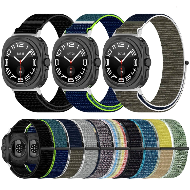 For Samsung Galaxy Watch Ultra 47mm Loop Nylon Hook and Loop Fastener Watch Band(Lime) - Watch Bands by PMC Jewellery | Online Shopping South Africa | PMC Jewellery | Buy Now Pay Later Mobicred