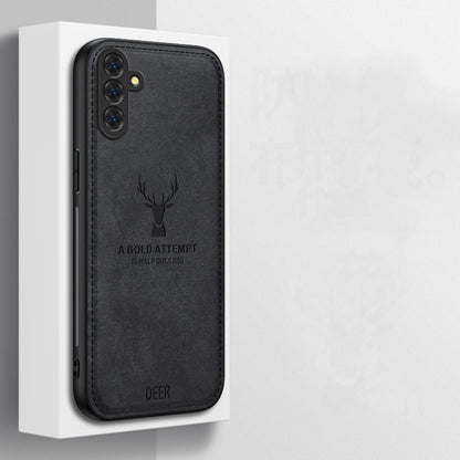 For Samsung Galaxy S25+ 5G Deer Head Cloth Skin All-inclusive Phone Case(Black) - Galaxy S25+ 5G Cases by PMC Jewellery | Online Shopping South Africa | PMC Jewellery | Buy Now Pay Later Mobicred