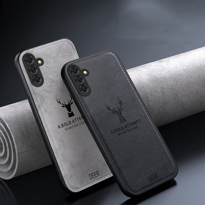 For Samsung Galaxy S25+ 5G Deer Head Cloth Skin All-inclusive Phone Case(White) - Galaxy S25+ 5G Cases by PMC Jewellery | Online Shopping South Africa | PMC Jewellery | Buy Now Pay Later Mobicred