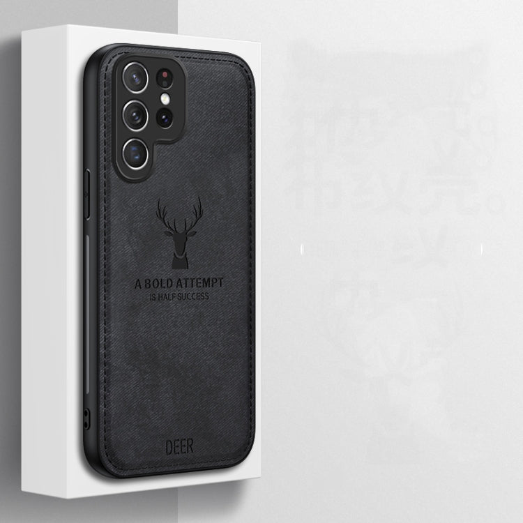 For Samsung Galaxy S25 Ultra 5G Deer Head Cloth Skin All-inclusive Phone Case(Black) - Galaxy S25 Ultra 5G Cases by PMC Jewellery | Online Shopping South Africa | PMC Jewellery | Buy Now Pay Later Mobicred