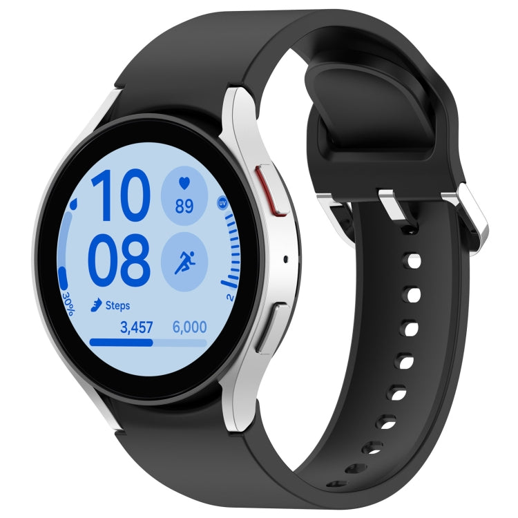 For Samsung Galaxy Watch FE 40mm Solid Color Silver Buckle Quick Release Silicone Watch Band(Black) - free shipping - PMC TechLife - Order now!